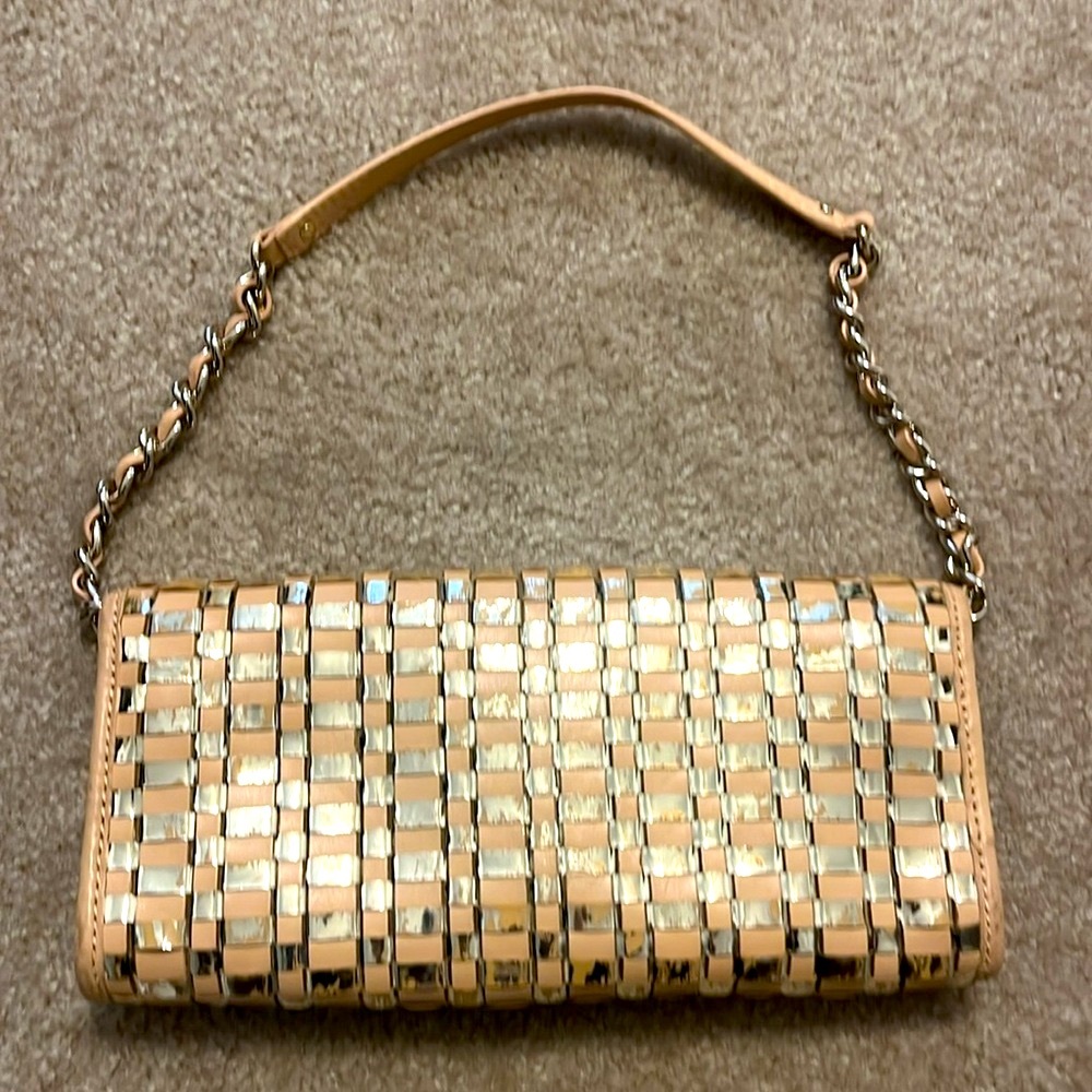 Kate Spade Metallic Gold and Tan Woven Purse - Picture 4 of 11